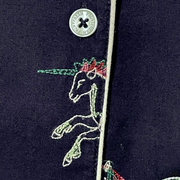 Printfresh Embroidered Unicorn Long Sleeve Pajama Sleep Top Plus Size 4X Blue - Picture 5 of 12